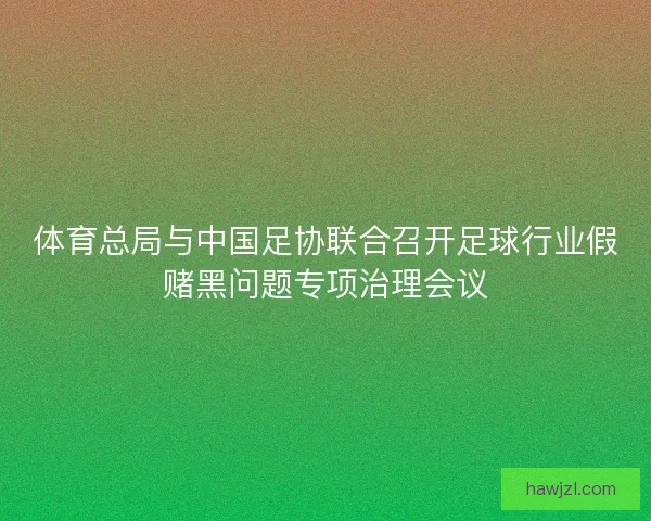 体育总局与中国足协联合召开足球行业假赌黑问题专项治理会议